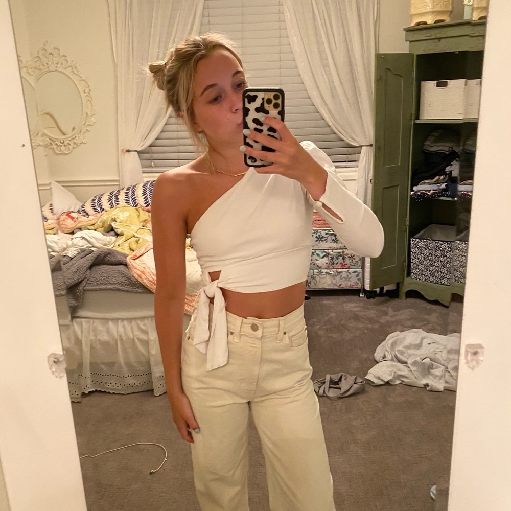 White One Shoulder Top